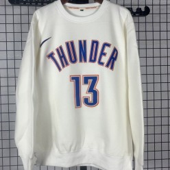 Oklahoma City Thunder #13 George white plush long sleeves Sweatshirt