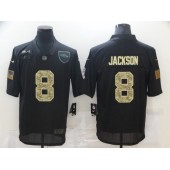 Baltimore Ravens #8 Lamar Jackson Black Camo 2020 Salute To Service Limited Jersey