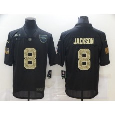Baltimore Ravens #8 Lamar Jackson Black Camo 2020 Salute To Service Limited Jersey