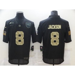 Baltimore Ravens #8 Lamar Jackson Black Camo 2020 Salute To Service Limited Jersey