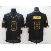 Baltimore Ravens #8 Lamar Jackson Black Gold 2020 Salute To Service Limited Jersey