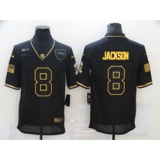 Baltimore Ravens #8 Lamar Jackson Black Gold 2020 Salute To Service Limited Jersey