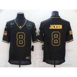 Baltimore Ravens #8 Lamar Jackson Black Gold 2020 Salute To Service Limited Jersey