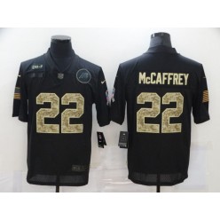 Carolina Panthers #22 Christian McCaffrey Black Camo 2020 Salute To Service Limited Jersey