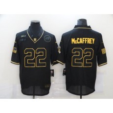 Carolina Panthers #22 Christian McCaffrey Black Gold 2020 Salute To Service Limited Jersey