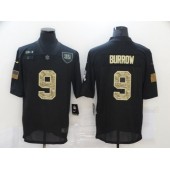 Cincinnati Bengals #9 Joe Burrow Black Camo 2020 Salute To Service Limited Jersey