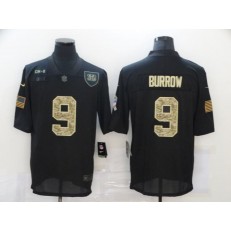 Cincinnati Bengals #9 Joe Burrow Black Camo 2020 Salute To Service Limited Jersey