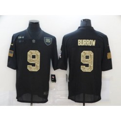 Cincinnati Bengals #9 Joe Burrow Black Camo 2020 Salute To Service Limited Jersey