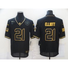 Dallas Cowboys #21 Ezekiel Elliott Black Gold 2020 Salute To Service Limited Jersey