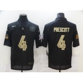 Dallas Cowboys #4 Dak Prescott Black Camo 2020 Salute To Service Limited Jersey