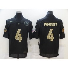 Dallas Cowboys #4 Dak Prescott Black Camo 2020 Salute To Service Limited Jersey
