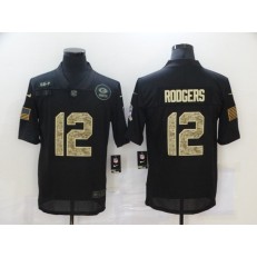 Green Bay Packers #12 Aaron Rodgers Black Camo 2020 Salute To Service Limited Jersey