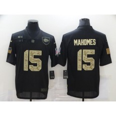 Kansas City Chiefs #15 Patrick Mahomes Black Camo 2020 Salute To Service Limited Jersey