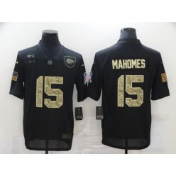 Kansas City Chiefs #15 Patrick Mahomes Black Camo 2020 Salute To Service Limited Jersey