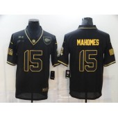 Kansas City Chiefs #15 Patrick Mahomes Black Gold 2020 Salute To Service Limited Jersey
