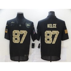 Kansas City Chiefs #87 Travis Kelce Black Camo 2020 Salute To Service Limited Jersey