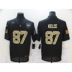 Kansas City Chiefs #87 Travis Kelce Black Camo 2020 Salute To Service Limited Jersey