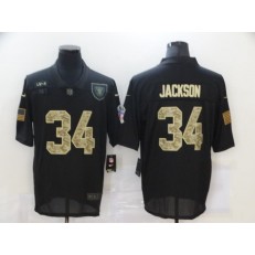 Las Vegas Raiders #34 Bo Jackson Black Camo 2020 Salute To Service Limited Jersey