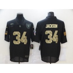 Las Vegas Raiders #34 Bo Jackson Black Camo 2020 Salute To Service Limited Jersey