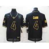 Las Vegas Raiders #4 Derek Carr Black Gold 2020 Salute To Service Limited Jersey
