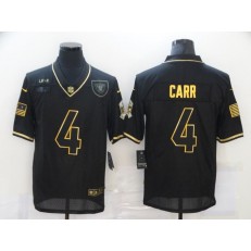 Las Vegas Raiders #4 Derek Carr Black Gold 2020 Salute To Service Limited Jersey