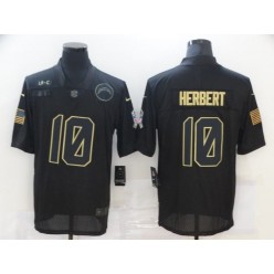 Los Angeles Chargers #10 Justin Herbert Black 2020 Salute To Service Limited Jersey