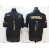 Miami Dolphins #1 Tua Tagovailoa Black 2020 Salute To Service Limited Jersey