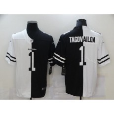 Miami Dolphins #1 Tua Tagovailoa Black And White Split Vapor Untouchable Limited Jersey