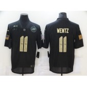 Philadelphia Eagles #11 Carson Wentz Black Camo 2020 Salute To Service Limited Jersey