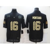 San Francisco 49ers #16 Joe Montana Black Camo 2020 Salute To Service Limited Jersey