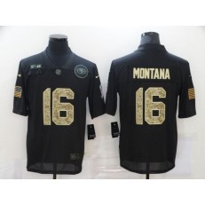 San Francisco 49ers #16 Joe Montana Black Camo 2020 Salute To Service Limited Jersey