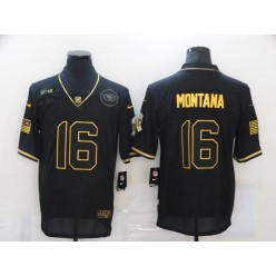 San Francisco 49ers #16 Joe Montana Black Gold 2020 Salute To Service Limited Jersey