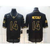 Seattle Seahawks #14 DK Metcalf Black Gold 2020 Salute To Service Limited Jersey