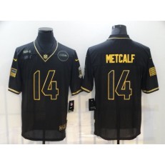 Seattle Seahawks #14 DK Metcalf Black Gold 2020 Salute To Service Limited Jersey