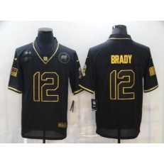 Tampa Bay Buccaneers #12 Tom Brady Black Gold 2020 Salute To Service Limited Jersey
