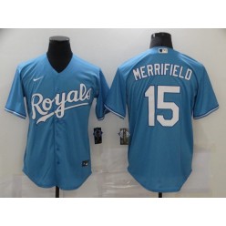 Kansas City Royals #15 Whit Merrifield Light Blue 2020 Nike Cool Base Jersey