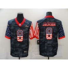 Baltimore Ravens #8 Lamar Jackson Black Camo USA Flag Limited Jersey