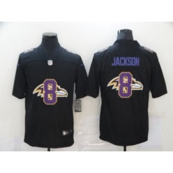 Baltimore Ravens #8 Lamar Jackson Black Shadow Logo Limited Jersey