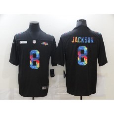 Baltimore Ravens #8 Lamar Jackson Black Vapor Untouchable Rainbow Limited Jersey