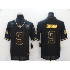 Cincinnati Bengals #9 Joe Burrow Black Gold 2020 Salute To Service Limited Jersey