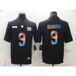 Cincinnati Bengals #9 Joe Burrow Black Vapor Untouchable Rainbow Limited Jersey