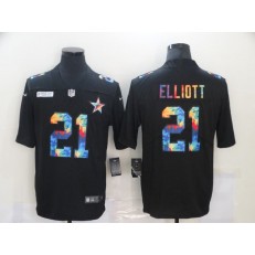 Dallas Cowboys #21 Ezekiel Elliott Black Vapor Untouchable Rainbow Limited Jersey
