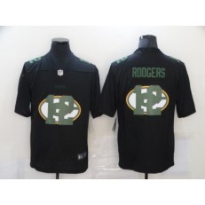 Green Bay Packers #12 Aaron Rodgers Black Shadow Logo Limited Jersey