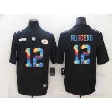 Green Bay Packers #12 Aaron Rodgers Black Vapor Untouchable Rainbow Limited Jersey