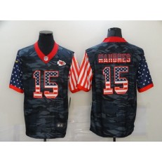 Kansas City Chiefs #15 Patrick Mahomes Black Camo USA Flag Limited Jersey