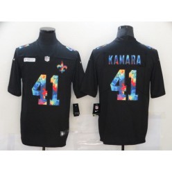 New Orleans Saints #41 Alvin Kamara Black Vapor Untouchable Rainbow Limited Jersey