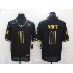 Philadelphia Eagles #11 Carson Wentz Black Gold 2020 Salute To Service Limited Jersey
