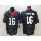 San Francisco 49ers #16 Joe Montana Black Camo Limited Jersey