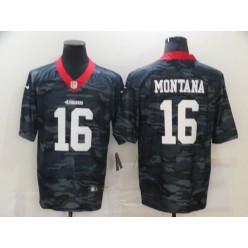 San Francisco 49ers #16 Joe Montana Black Camo Limited Jersey