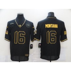 San Francisco 49ers #16 Joe Montana Black Gold 2020 Salute To Service Limited Jersey